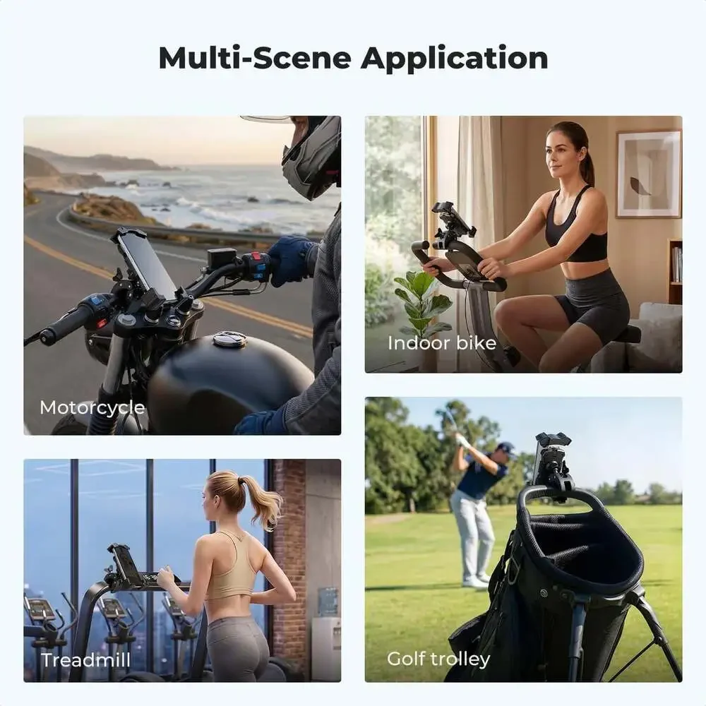Motorcycle Phone Mount, Bike Phone Holder, 360 Degree Adjustable Handlebar Clamp